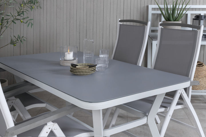 Venture Home Virya Dining Table - White Alu / Grey Glass - small table+Albany 5:pos Chair - White/Grey_4