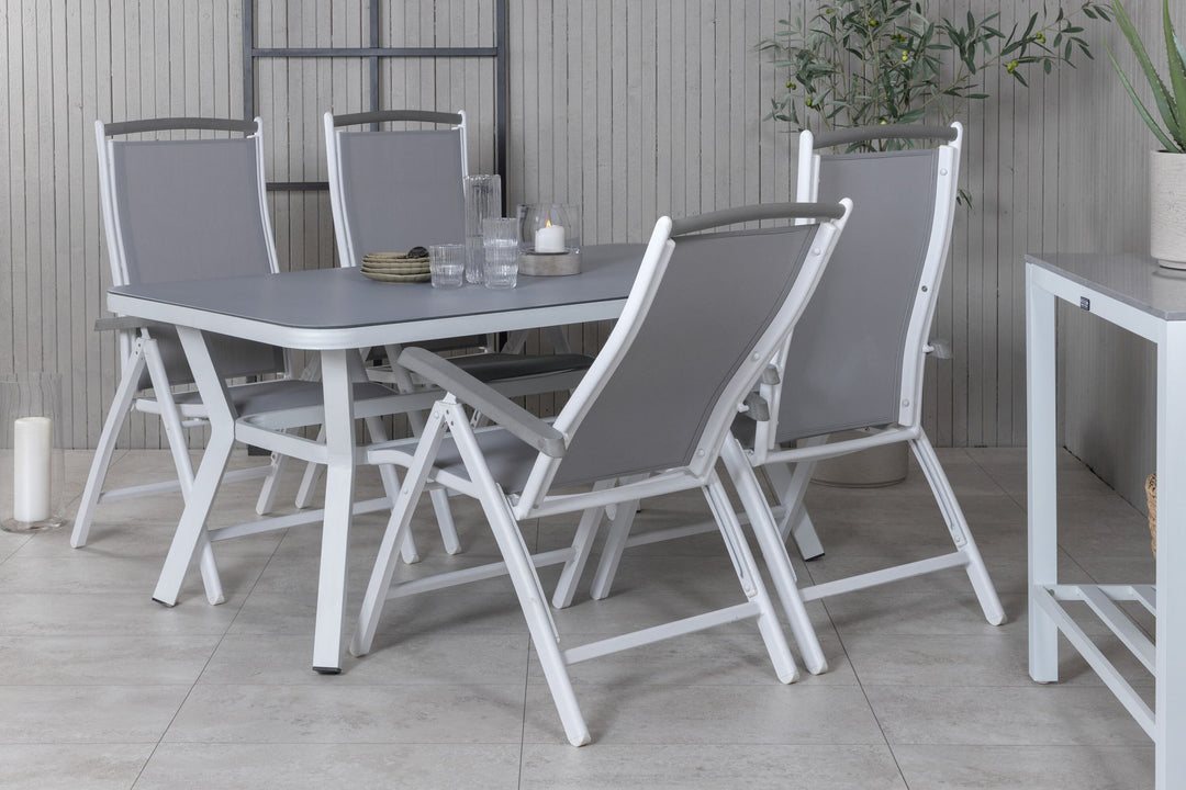 Venture Home Virya Dining Table - White Alu / Grey Glass - small table+Albany 5:pos Chair - White/Grey_4
