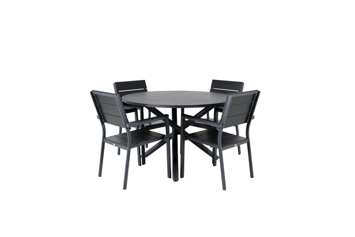 Venture Home Alma Dining Table - Black Alu - ø120cm+Levels Chair (stackable) - Black Alu / Black Aintwood_4