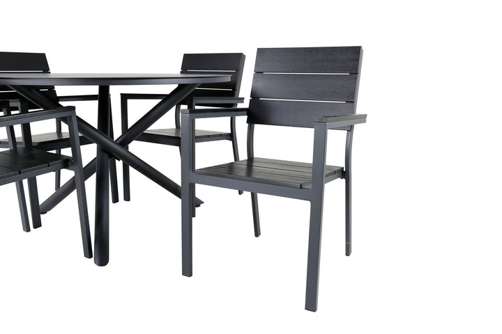 Venture Home Alma Dining Table - Black Alu - ø120cm+Levels Chair (stackable) - Black Alu / Black Aintwood_4