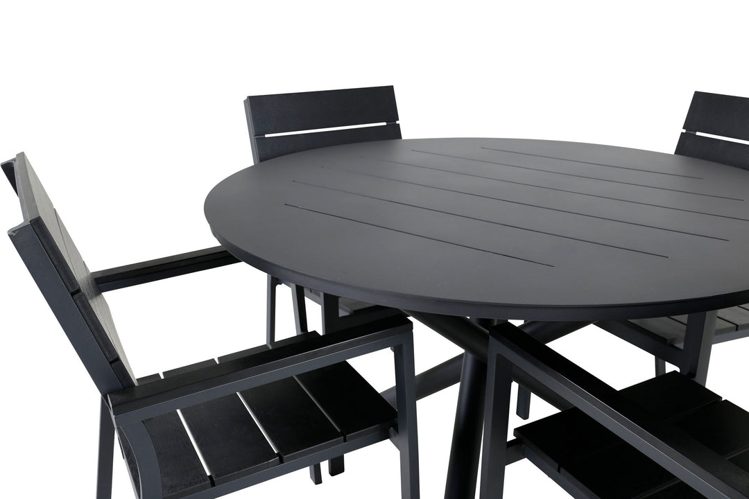 Venture Home Alma Dining Table - Black Alu - ø120cm+Levels Chair (stackable) - Black Alu / Black Aintwood_4