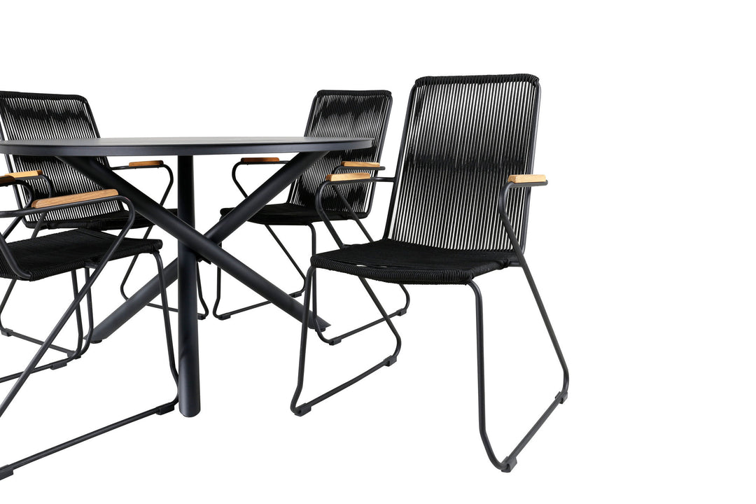 Venture Home Alma Dining Table - Black Alu - ø120cm+Bois Armchair - Black Alu / Black Rope / Acacia_4