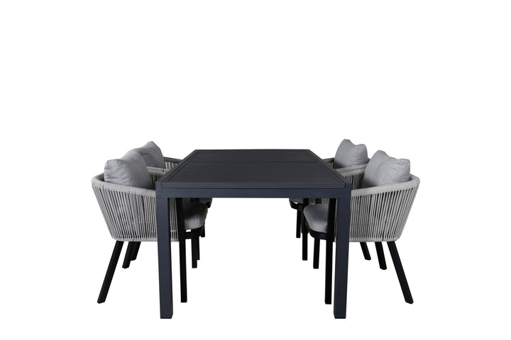 Venture Home Marbella Table 160/240 - Black/Black+Virya Dining Chair - BLACK Alu / Grey cushion _4