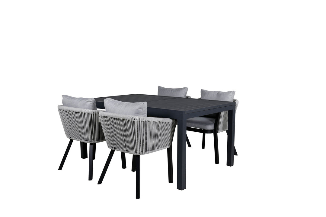 Venture Home Marbella Table 160/240 - Black/Black+Virya Dining Chair - BLACK Alu / Grey cushion _4
