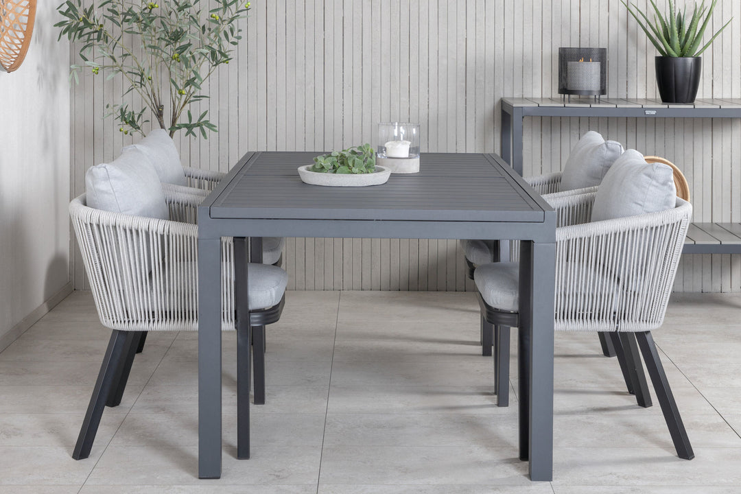 Venture Home Marbella Table 160/240 - Black/Black+Virya Dining Chair - BLACK Alu / Grey cushion _4