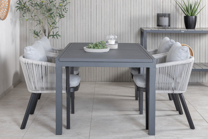 Venture Home Marbella Table 160/240 - Black/Black+Virya Dining Chair - BLACK Alu / Grey cushion _4