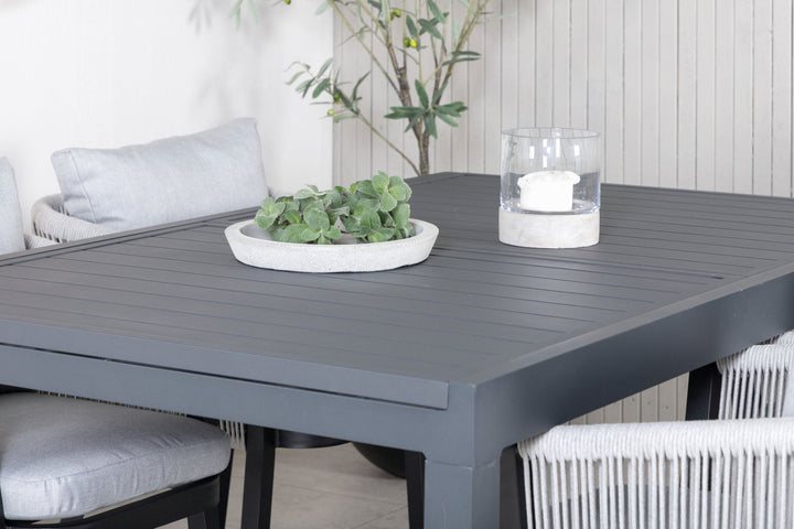 Venture Home Marbella Table 160/240 - Black/Black+Virya Dining Chair - BLACK Alu / Grey cushion _4