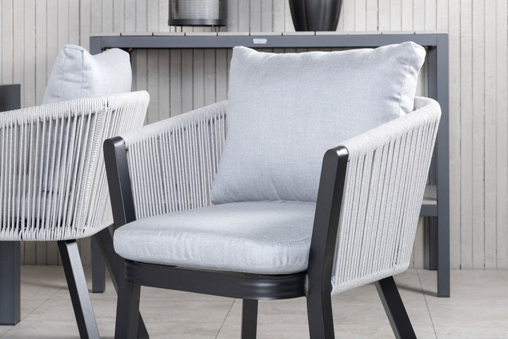 Venture Home Marbella Table 160/240 - Black/Black+Virya Dining Chair - BLACK Alu / Grey cushion _4