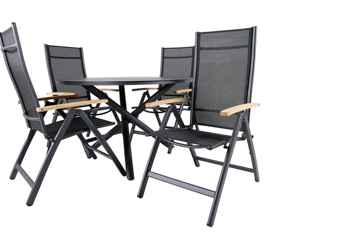 Venture Home Alma Dining Table - Black Alu - ø120cm+Panama Light 5-pos Chair Black / Black and teak_4