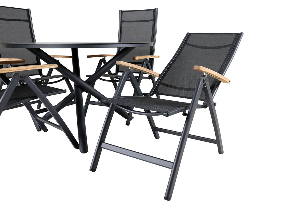 Venture Home Alma Dining Table - Black Alu - ø120cm+Panama Light 5-pos Chair Black / Black and teak_4