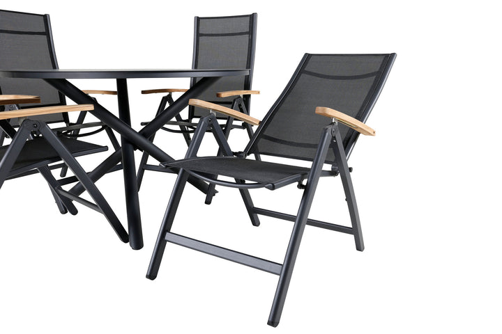 Venture Home Alma Dining Table - Black Alu - ø120cm+Panama Light 5-pos Chair Black / Black and teak_4