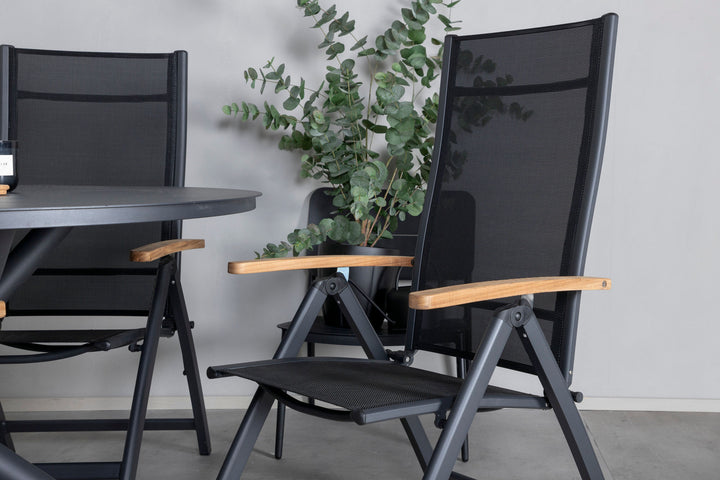 Venture Home Alma Dining Table - Black Alu - ø120cm+Panama Light 5-pos Chair Black / Black and teak_4