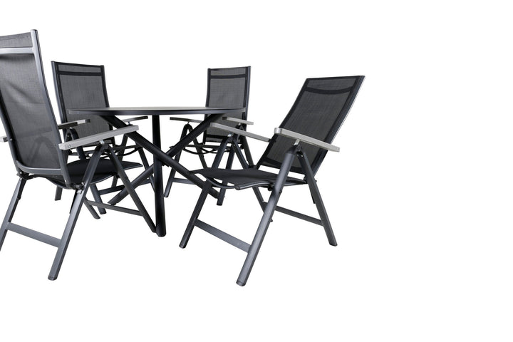 Venture Home Alma Dining Table - Black Alu - ø120cm+Albany Light 5-pos - black / Black textilene and grey teak_4