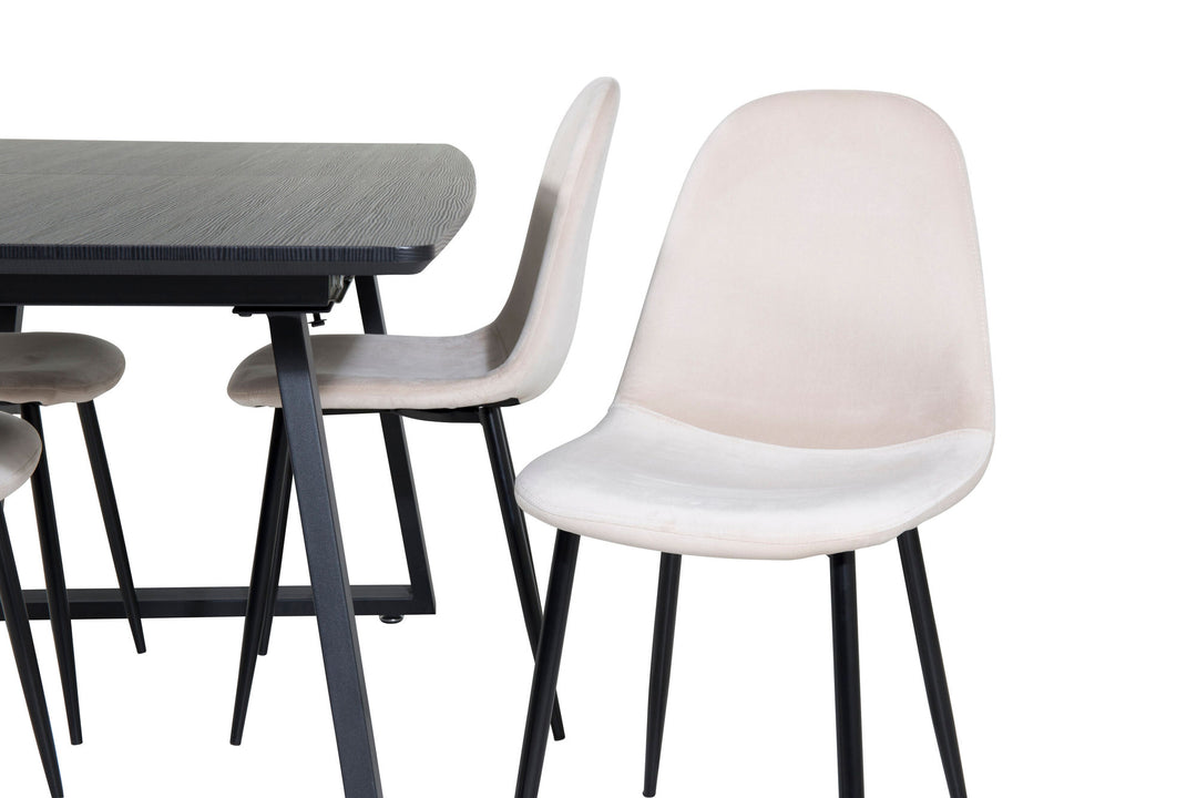 Venture Home Inca Extentiontable - Black top / black Legs+Polar Dining Chair- Black legs / Beige Velvet (ersätter 19902-880)_4