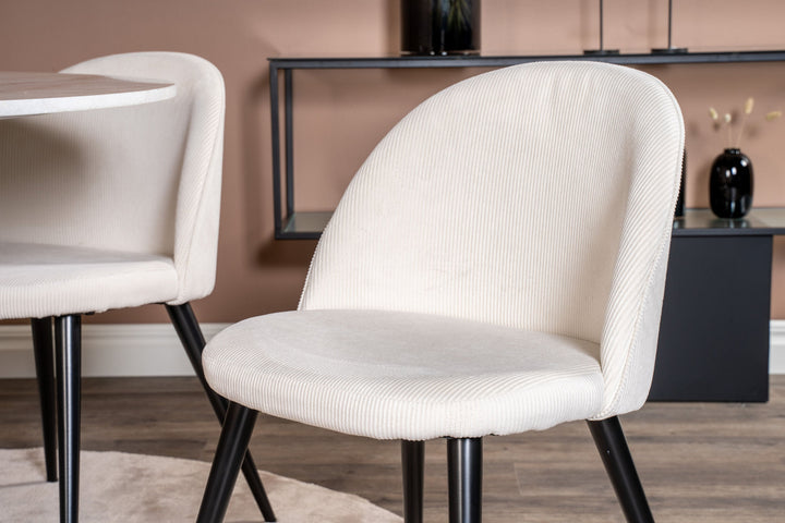 Venture Home Estelle runt Matbord - Svart / Vit marmor - ø106*H75+Velvet Dining Chair - Bla