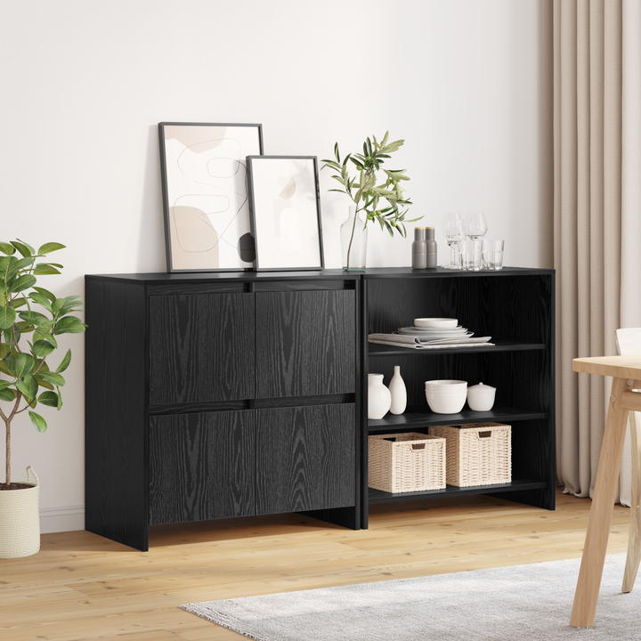 Sideboard 2 pcs Sort eg 70 x 41 x 75 cm Konstrueret træ