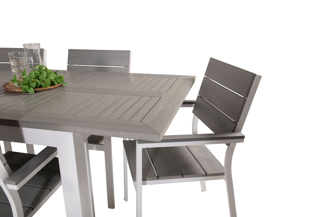 Venture Home Albany Dining Table 152/210*90 - White Alu / Grey Aintwood+Levels Chair (stackable) - White Alu / Grey Aintwood_6