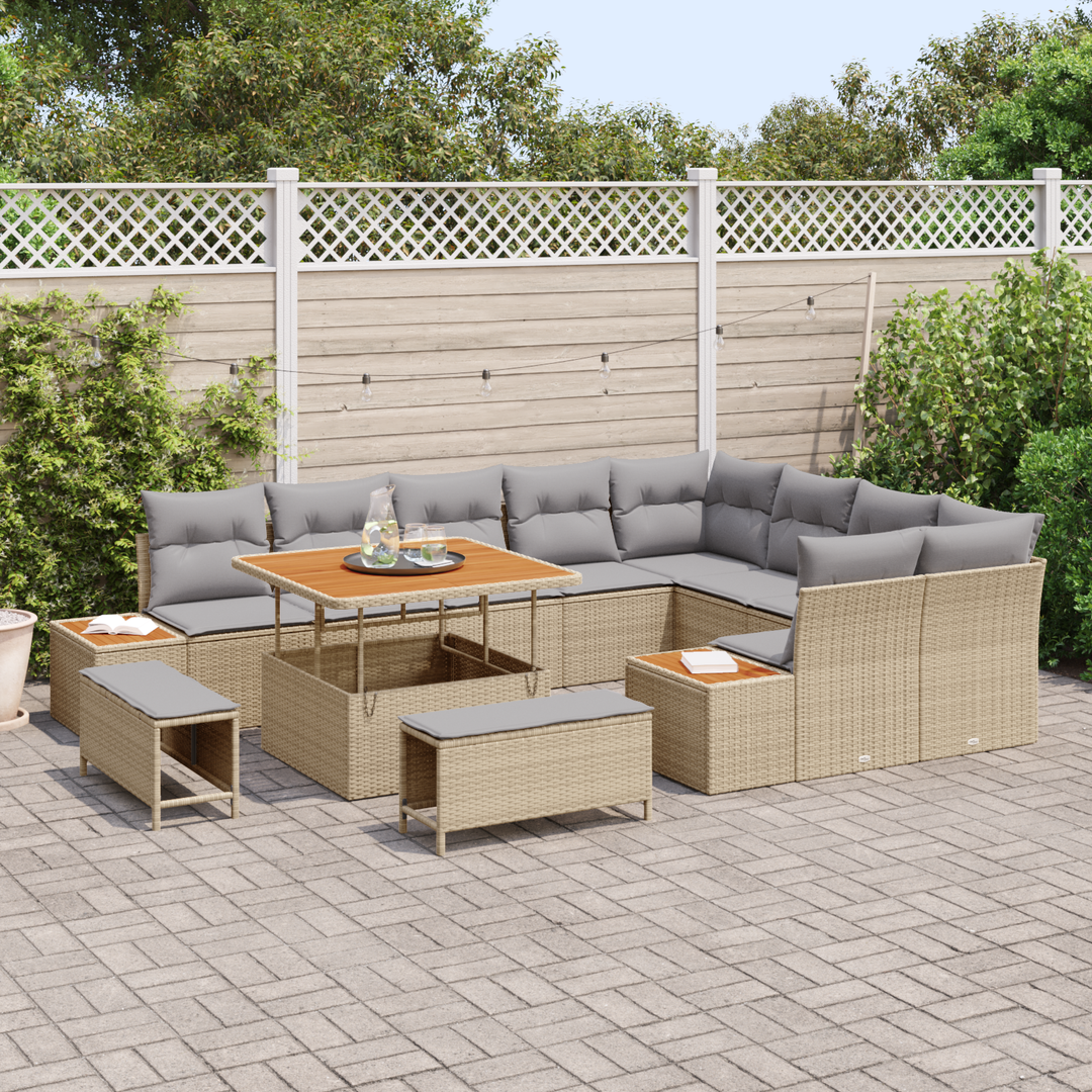 Havesofa Sæt med pude 12 pcs Beige og lys grå
