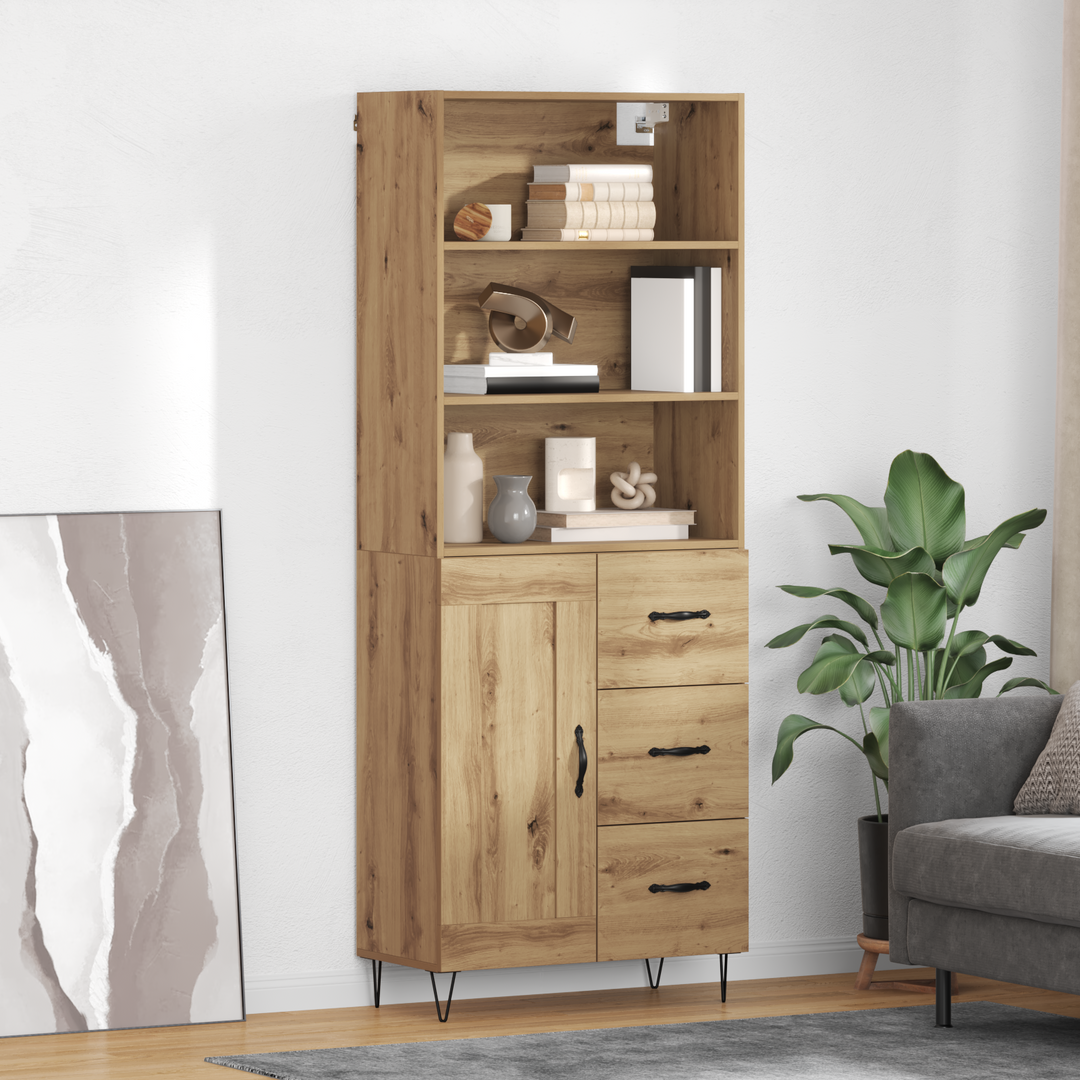 Highboard med skuffe 2 pcs Artisan Egetræ Konstrueret træ