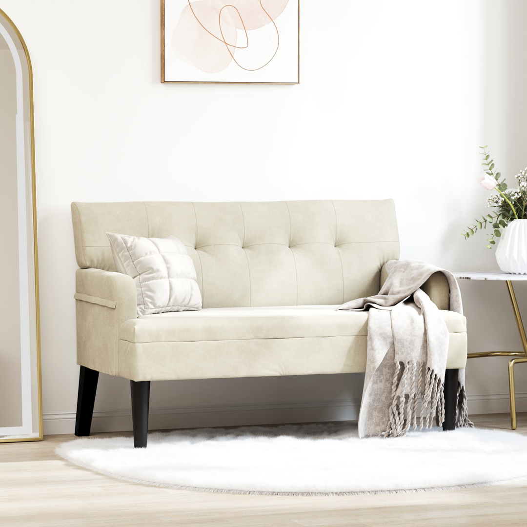 Chesterfield bænk Creme 112 x 65,5 x 75 cm Fløjl