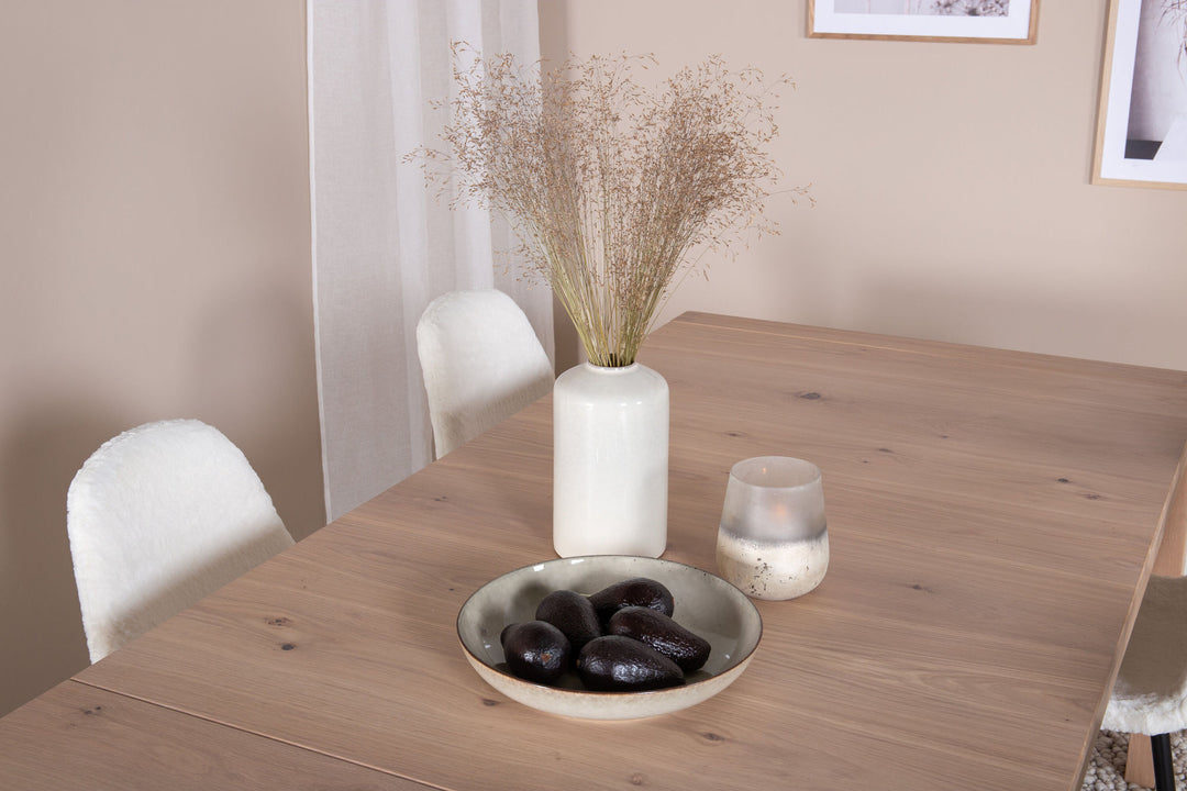 Venture Home Slider Extention Table - White Wash - 170+40+40cm +Polar Fluff Dining Chair - B