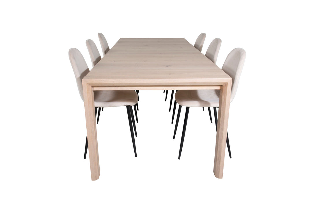Venture Home Slider Extention Table - White Wash - 170+40+40cm +Polar Dining Chair- Black le