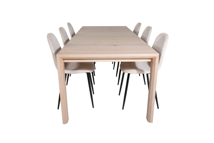 Venture Home Slider Extention Table - White Wash - 170+40+40cm +Polar Dining Chair- Black le