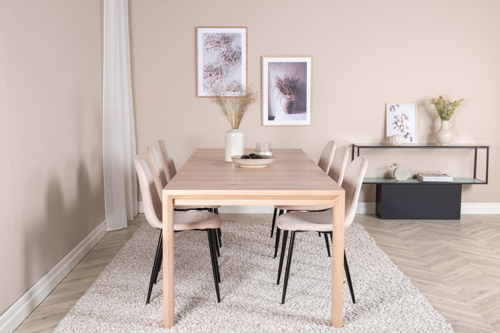 Venture Home Slider Extention Table - White Wash - 170+40+40cm +Polar Dining Chair- Black le