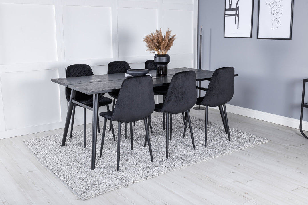 Venture Home Sleek Extentiontable Black Brushed - 195*95+Polar Diamond Dining Chair - Black Legs - Black Velvet_6