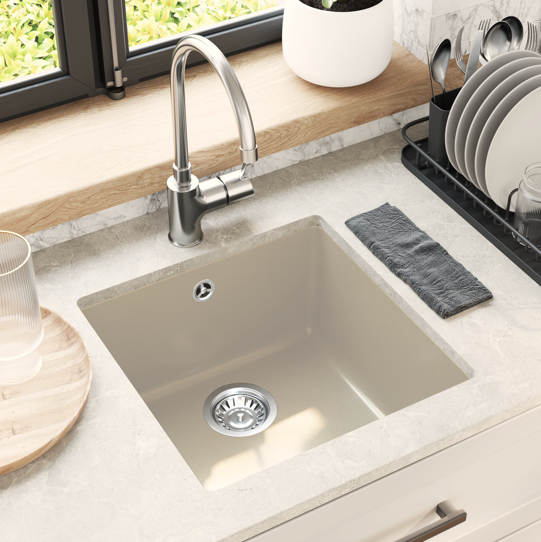 Vask Beige 430 x 460 mm 80% Kvarts og 20% Resin