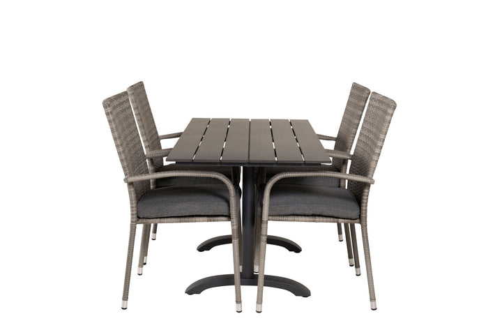 Venture Home Denver Café Table 120*70 - Black Alu / Black Aintwood+Anna Arm Chair (stackable) - Grey_4