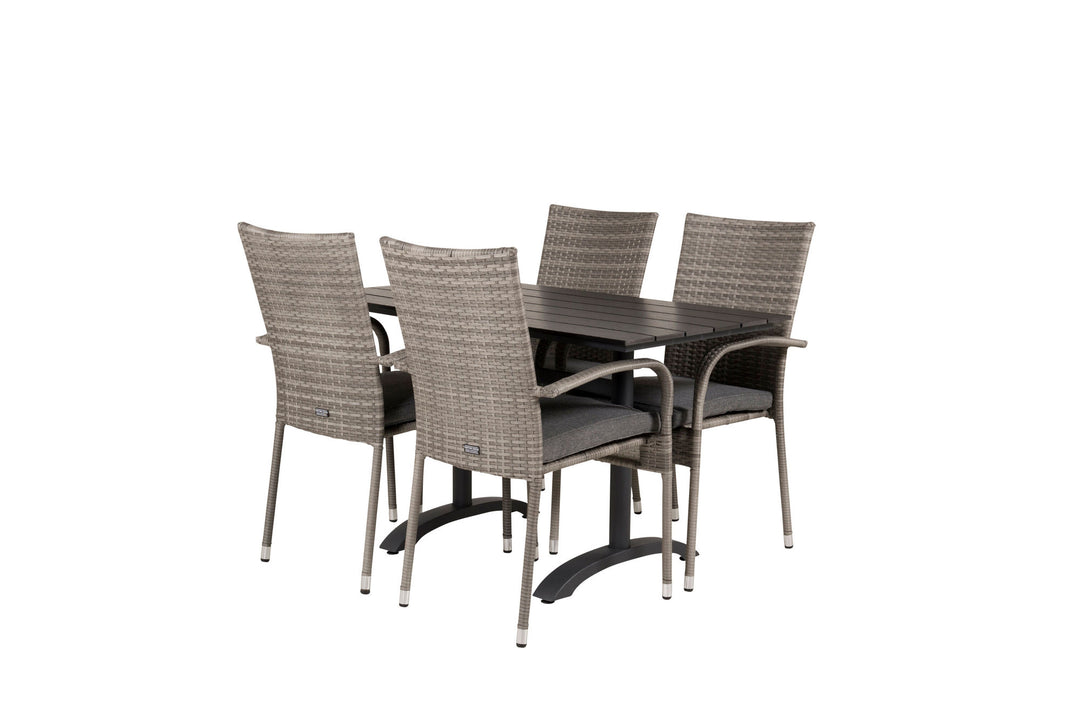 Venture Home Denver Café Table 120*70 - Black Alu / Black Aintwood+Anna Arm Chair (stackable) - Grey_4