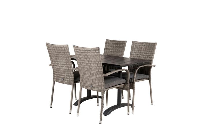 Venture Home Denver Café Table 120*70 - Black Alu / Black Aintwood+Anna Arm Chair (stackable) - Grey_4