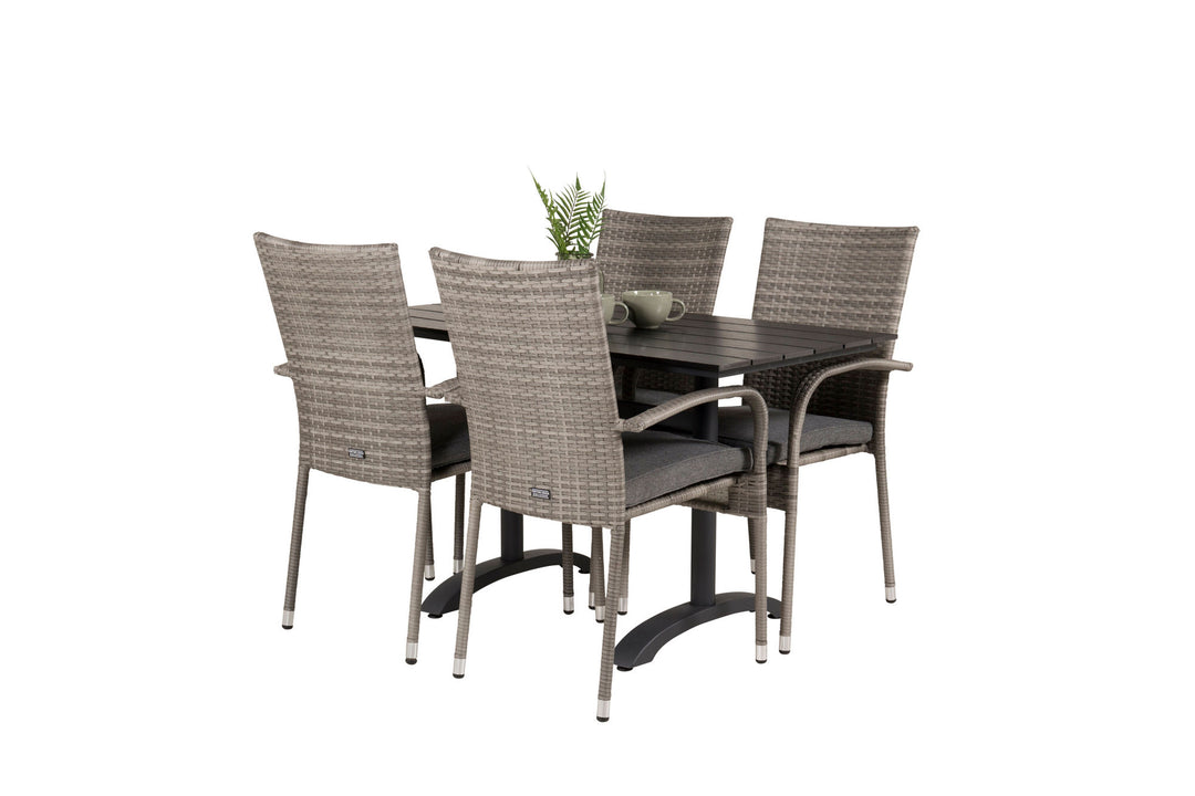 Venture Home Denver Café Table 120*70 - Black Alu / Black Aintwood+Anna Arm Chair (stackable) - Grey_4
