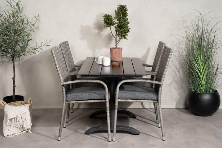 Venture Home Denver Café Table 120*70 - Black Alu / Black Aintwood+Anna Arm Chair (stackable) - Grey_4