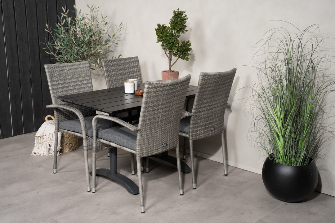 Venture Home Denver Café Table 120*70 - Black Alu / Black Aintwood+Anna Arm Chair (stackable) - Grey_4