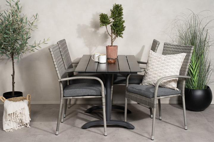 Venture Home Denver Café Table 120*70 - Black Alu / Black Aintwood+Anna Arm Chair (stackable) - Grey_4