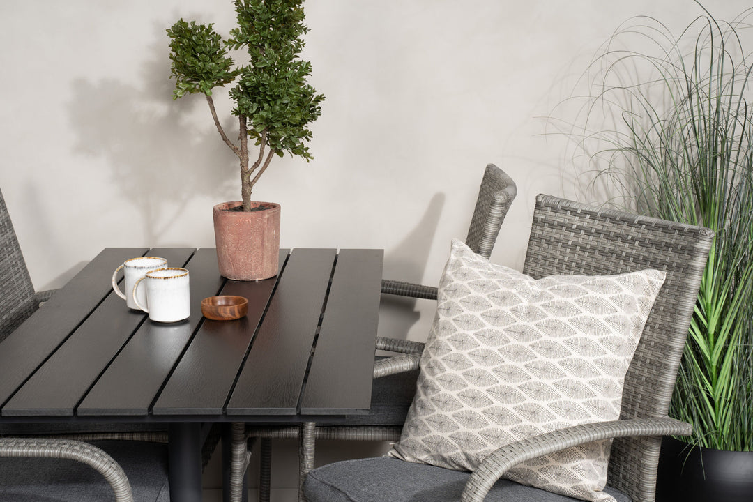 Venture Home Denver Café Table 120*70 - Black Alu / Black Aintwood+Anna Arm Chair (stackable) - Grey_4