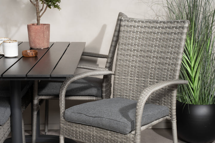 Venture Home Denver Café Table 120*70 - Black Alu / Black Aintwood+Anna Arm Chair (stackable) - Grey_4