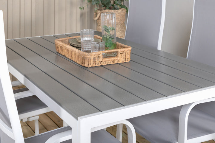 Venture Home Break Spisebord - Hvid Alu / Grå Aintwood - 150*90+Copacabana Lænestol