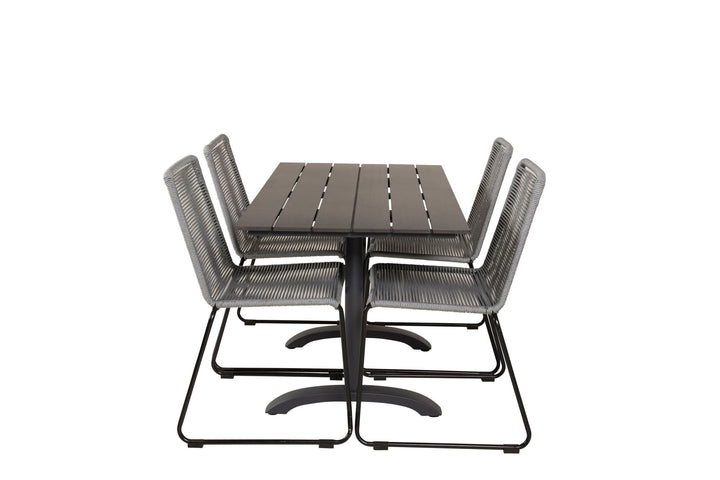 Venture Home Denver Café Table 120*70 - Black Alu / Black Aintwood+Lindos Dining Chair - Blac