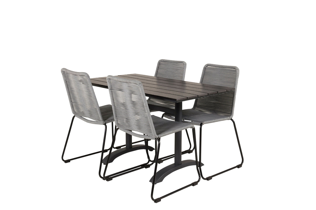 Venture Home Denver Café Table 120*70 - Black Alu / Black Aintwood+Lindos Dining Chair - Blac