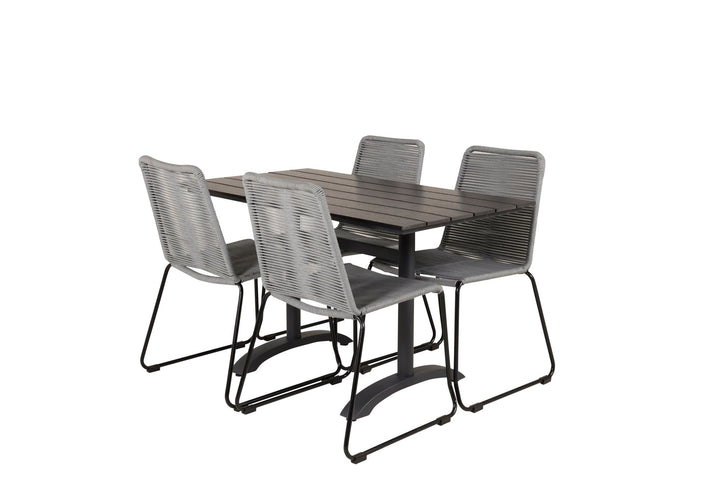 Venture Home Denver Café Table 120*70 - Black Alu / Black Aintwood+Lindos Dining Chair - Blac