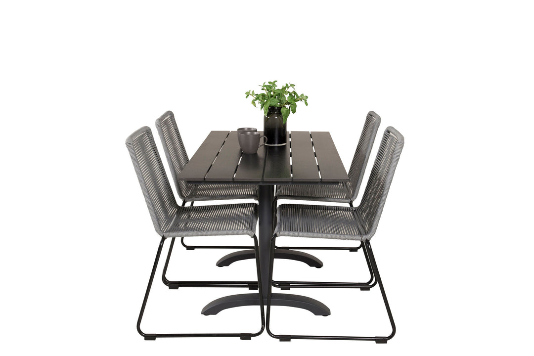 Venture Home Denver Café Table 120*70 - Black Alu / Black Aintwood+Lindos Dining Chair - Blac