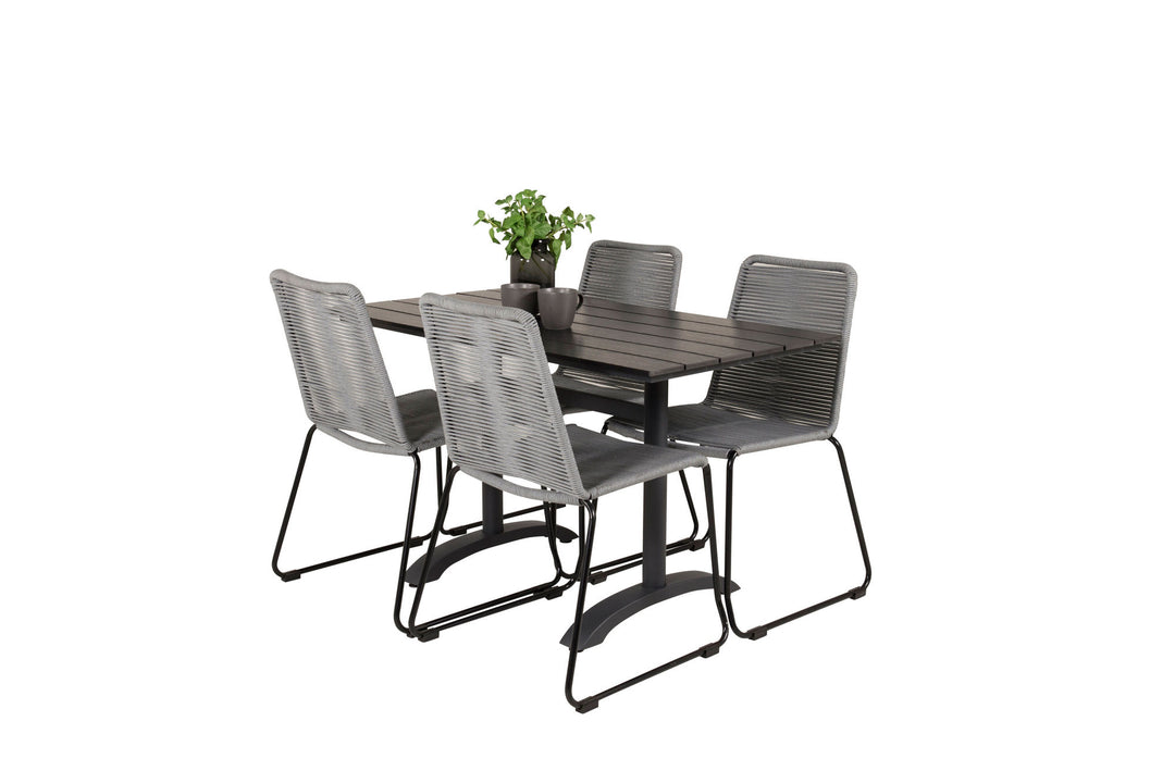 Venture Home Denver Café Table 120*70 - Black Alu / Black Aintwood+Lindos Dining Chair - Blac