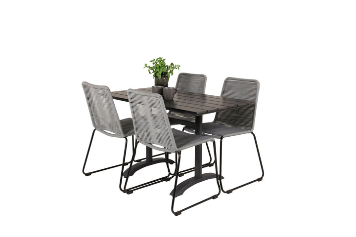 Venture Home Denver Café Table 120*70 - Black Alu / Black Aintwood+Lindos Dining Chair - Blac
