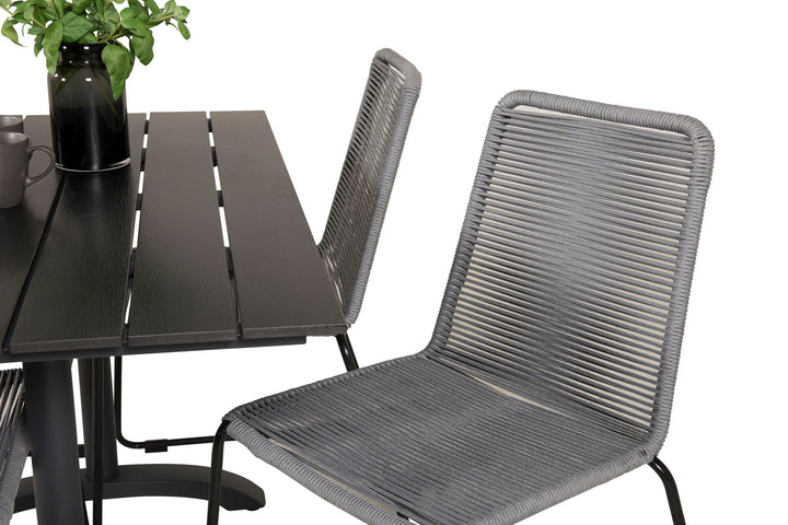 Venture Home Denver Café Table 120*70 - Black Alu / Black Aintwood+Lindos Dining Chair - Blac