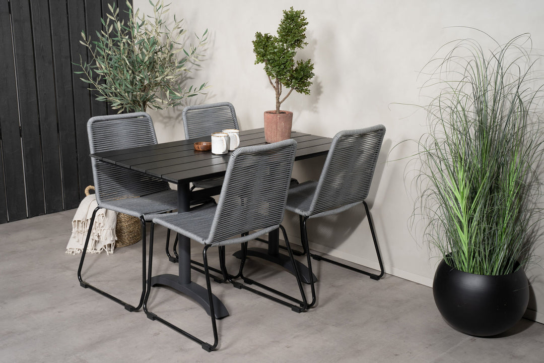 Venture Home Denver Café Table 120*70 - Black Alu / Black Aintwood+Lindos Dining Chair - Blac