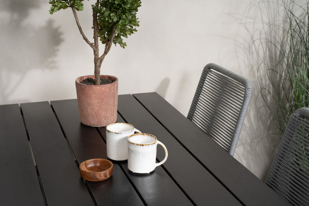 Venture Home Denver Café Table 120*70 - Black Alu / Black Aintwood+Lindos Dining Chair - Blac