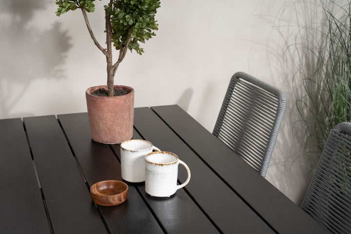 Venture Home Denver Café Table 120*70 - Black Alu / Black Aintwood+Lindos Dining Chair - Blac